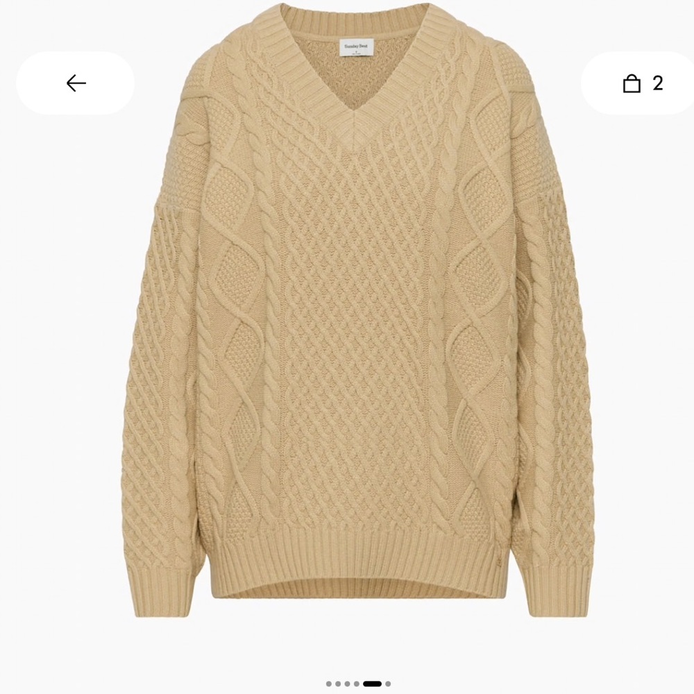 NWOT Aritizia Peggy V Neck Sweater in Wicker Tan